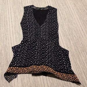 Proenza Schouler Black and Tan Patterned Blouse